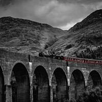Buy canvas prints of Glenfinnan Viaduct with steam train crossing by Mehul Patel