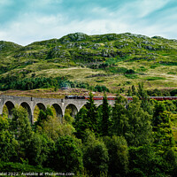 Buy canvas prints of Glenfinnan Viaduct with Jacobite steam train starting to cross by Mehul Patel