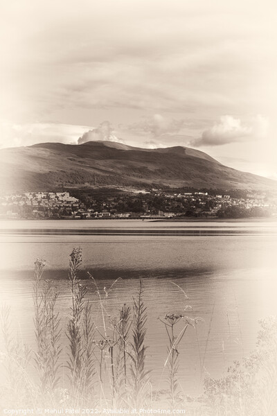 Sepia toned image of viewpoint of Fort WIlliam across from Corpach Basin on Loch Linnhe. Picture Board by Mehul Patel