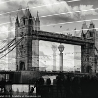 Buy canvas prints of Reflection of Tower Bridge on glass building on so by Mehul Patel