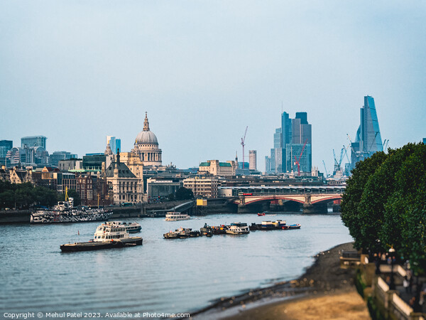 London City skyline from the river Thames Picture Board by Mehul Patel