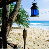 Buy canvas prints of View of beach and Caribbean Sea from patio - Barbados by Mehul Patel