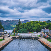 Buy canvas prints of Caledonian Canal locks at the popular tourist village of Fort Augustus by Mehul Patel