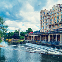 Buy canvas prints of Pulteney Weir on the river Avon in the city of Bath by Mehul Patel