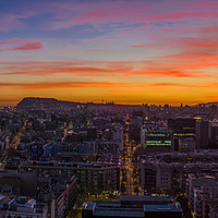 Buy canvas prints of Sunsetting on the city of Barcelona, Spain  by Mehul Patel