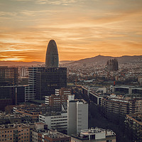 Buy canvas prints of Barcelona cityscape at sunset  by Mehul Patel