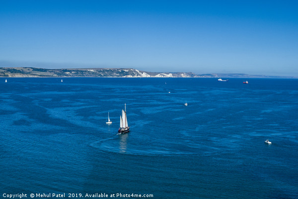 Tall ship cruising in the blue waters of Weymouth  Picture Board by Mehul Patel