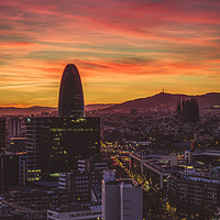 Buy canvas prints of Barcelona cityscape at sunset by Mehul Patel