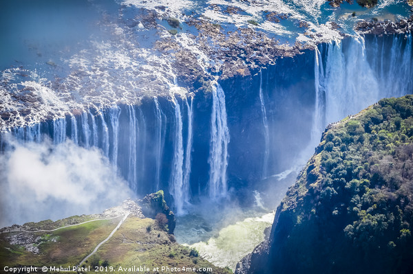 Aerial shot looking down at Victoria Falls Picture Board by Mehul Patel