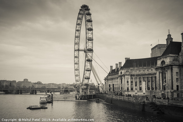 Toned image of London Eye wheel on the river Thame Picture Board by Mehul Patel