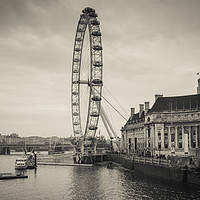 Buy canvas prints of Toned image of London Eye wheel on the river Thame by Mehul Patel