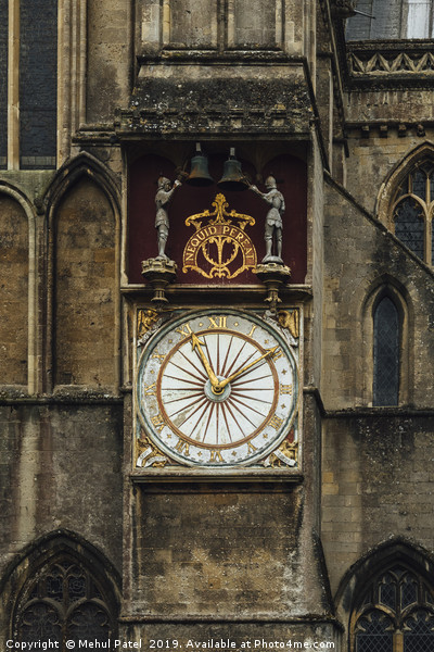 Clock on exterior wall of Wells Cathedral Picture Board by Mehul Patel