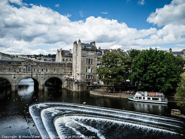 Pulteney Weir on the river Avon by Pulteney Bridge Picture Board by Mehul Patel
