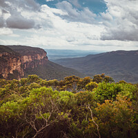 Buy canvas prints of View of the Jamison Valley across the Blue Mountains from the Wentworth Falls lookout, Wentworth Falls, New South Wales, Australia by Mehul Patel