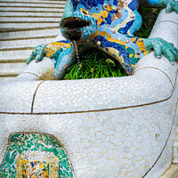 Buy canvas prints of Lizard fountain in Parc Guell, Barcelona, Catalonia, Spain, Europe by Mehul Patel