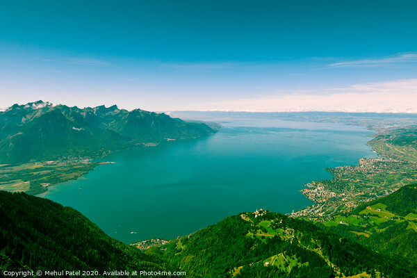 Viewpoint from Rochers-de-Naye overlooking Lake Geneva and town of Montreux, Switzerland Picture Board by Mehul Patel