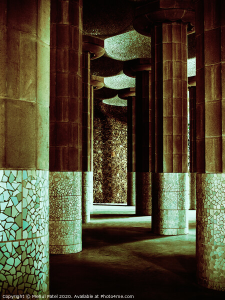 Sala Hipóstila inside Parc Guell created by architect Antoni Gaudi, Barcelona, Catalonia, Spain Picture Board by Mehul Patel