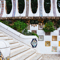 Buy canvas prints of Steps abstract in Parc Guell, Barcelona, Catalonia, Spain by Mehul Patel