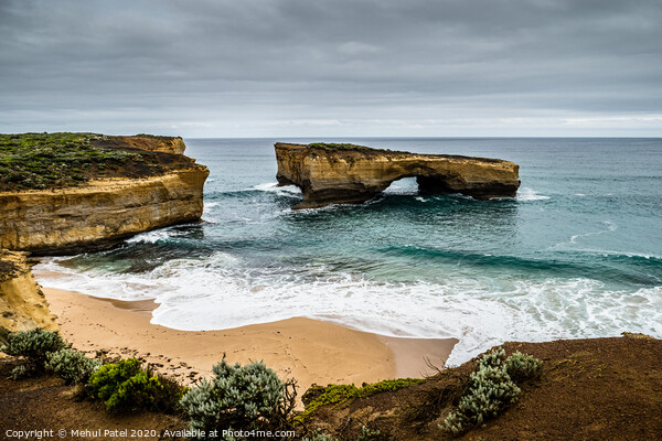 London Arch (London Bridge) rock formation on the coast by the Great Ocean Road, Victoria, Australia Picture Board by Mehul Patel