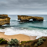 Buy canvas prints of London Arch (London Bridge) rock formation on the coast by the Great Ocean Road, Victoria, Australia by Mehul Patel