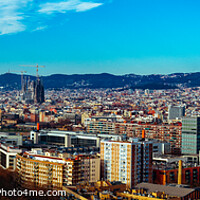 Buy canvas prints of Panoramic cityscape of Barcelona, Catalonia, Spain, Europ by Mehul Patel