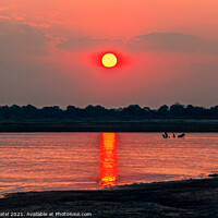 Buy canvas prints of Sunsetting by river, Zambia, Africa by Mehul Patel