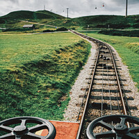 Buy canvas prints of Track of cable-pulled tram leading to summit of Great Orme Country Park and Nature Reserve, Llandudno, Wales, UK by Mehul Patel