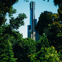 Buy canvas prints of Eureka Tower seen from Kings Domain, a scenic park in the city of Melbourne, Victoria, Australia by Mehul Patel
