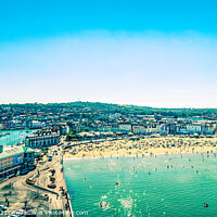 Buy canvas prints of Panoramic view overlooking Weymouth harbour and beach, Dorset, England, UK by Mehul Patel