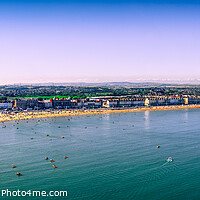 Buy canvas prints of Wide panoramic view of Weymouth beach and bay in summer. Weymout by Mehul Patel