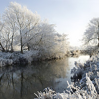 Buy canvas prints of Winter on the River Lugg,  Herefordshire by Steve Adams