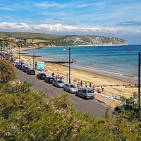 Buy canvas prints of Overlooking Swanage Beach by Hayley Jewell