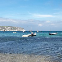 Buy canvas prints of Beautiful views from Swanage beach by Hayley Jewell