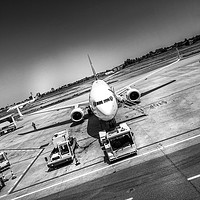 Buy canvas prints of Airport plane artistic black and white photo by Dragos Nicolae Dragomirescu