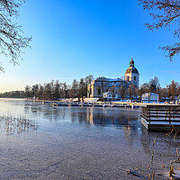 Buy canvas prints of filipstad church and the lake daglosen in Varmland Sweden by Jonas Rönnbro