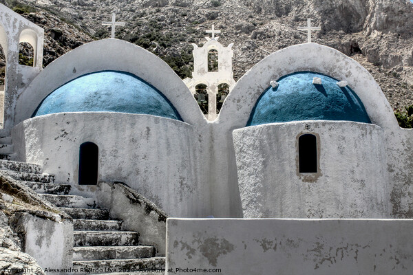 The White chapel at Santorini Picture Board by Alessandro Ricardo Uva