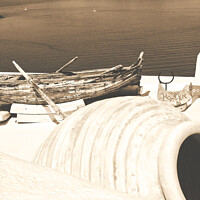 Buy canvas prints of wooden boat- Santorini by Alessandro Ricardo Uva