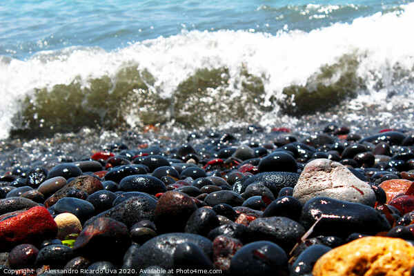 Black Beach - Santorini Picture Board by Alessandro Ricardo Uva