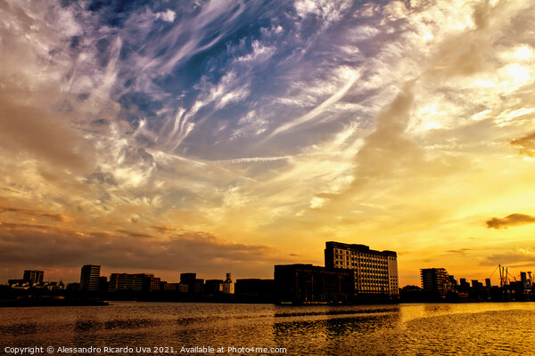 Sunset - London Royal Victoria Docklands Picture Board by Alessandro Ricardo Uva