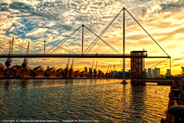 London Sunset - Royal Victoria Docklands Picture Board by Alessandro Ricardo Uva
