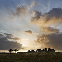 Buy canvas prints of Silhouette of Combestone Tor by Richard GarveyWilliams