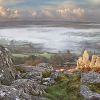 Buy canvas prints of Widecombe-in-the-Moor in the Mist by Richard GarveyWilliams
