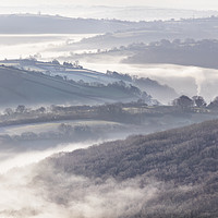 Buy canvas prints of Devon Valleys in Morning Mist by Richard GarveyWilliams