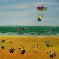 Buy canvas prints of Minions at the seaside by Steve Boston