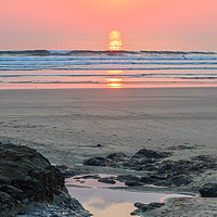 Buy canvas prints of Sunset over Gwithian Beach by Brenda Belcher