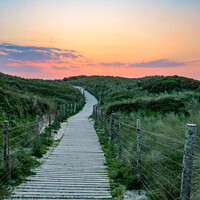 Buy canvas prints of Pathway to sunset at Gwithian Beach by Brenda Belcher
