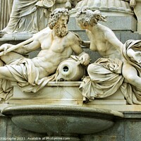 Buy canvas prints of Mythology scene on fountain in the front of Vienna parliament by M. J. Photography
