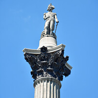 Buy canvas prints of The statue of Admiral Nelson that sits ontop of Nelson's Column  by M. J. Photography