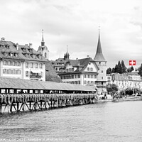 Buy canvas prints of Famous Chapel bridge in Lucerne in a beautiful summer day,  by M. J. Photography