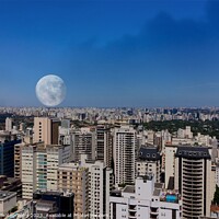 Buy canvas prints of Moon over Sao Paulo in Brasil  by M. J. Photography